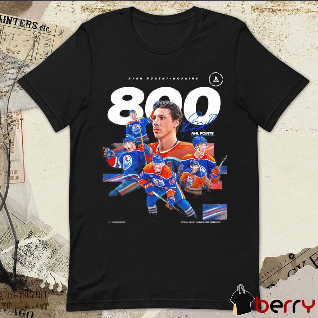 Edmonton Oilers player Ryan Nugent-Hopkins reaching 800 career NHL points Signature t-shirt