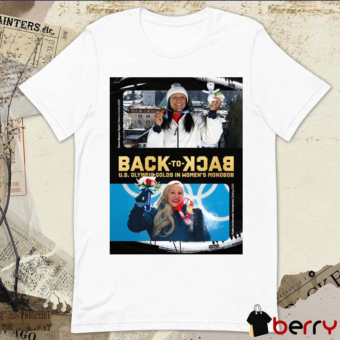 Elana Meyers and Kalle Amburster Humphries 2026 Back To Back US Olympic Golds In Womne’s Monobob t-shirt