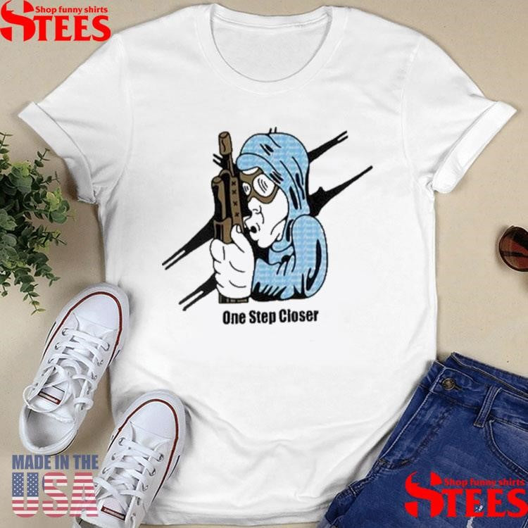 Evil Greed One Step Closer Gun Guy T-shirt