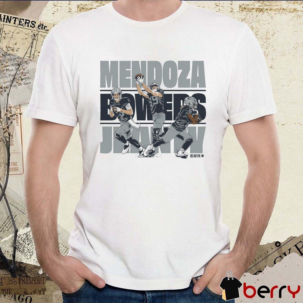 Fernando Mendoza, Ashton Jeanty and Brock Bowers Vegas Trio Las Vegas Raiders NFL Draft t-shirt
