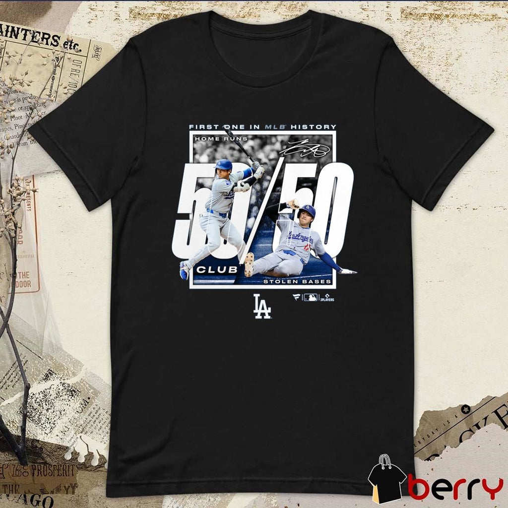 First One In MLB History Shohei Ohtani Los Angeles Dodgers 50 50 Club Signature t-shirt