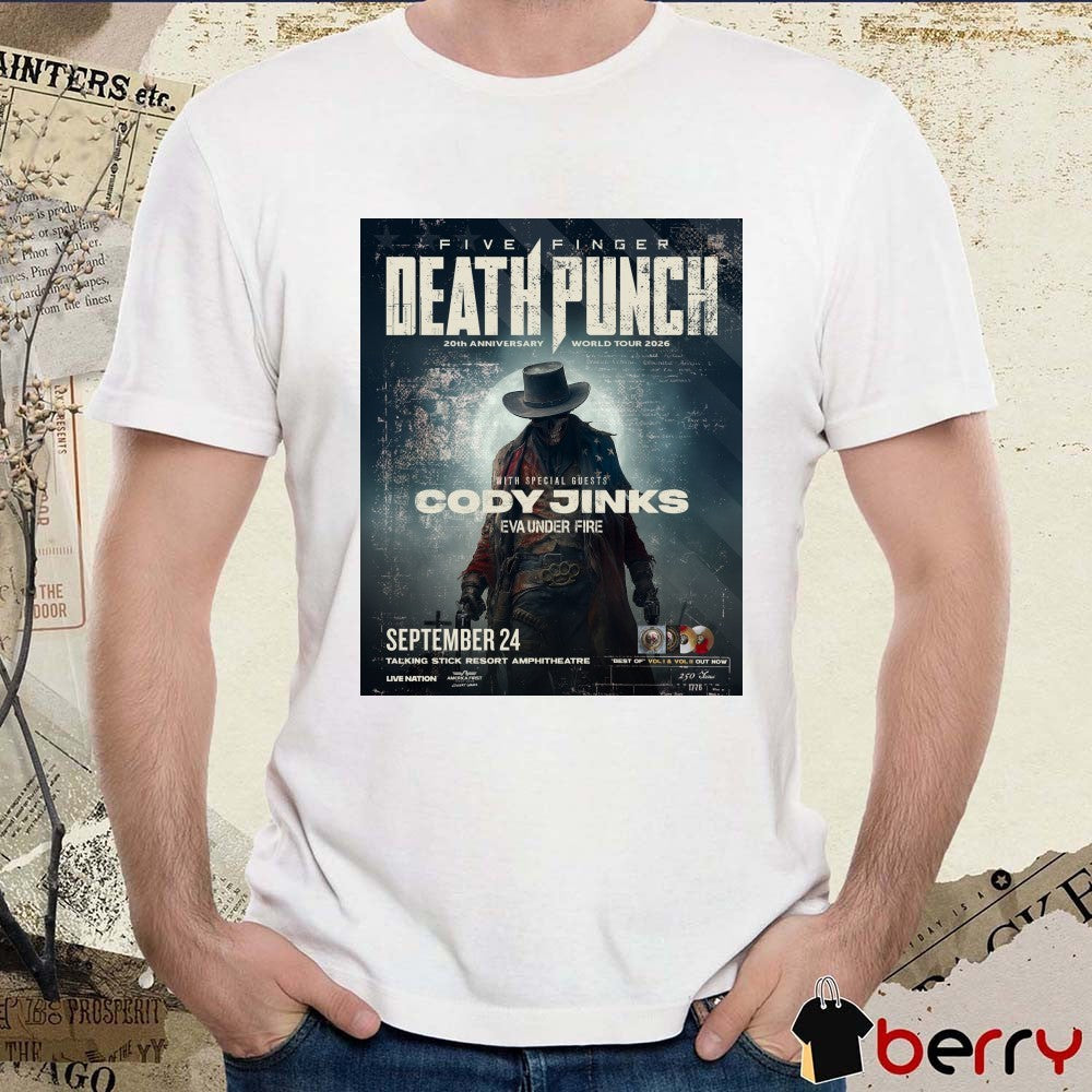 Five Finger Death Punch 20th Anniversary World Tour 2026 September 24 Poster t-shirt