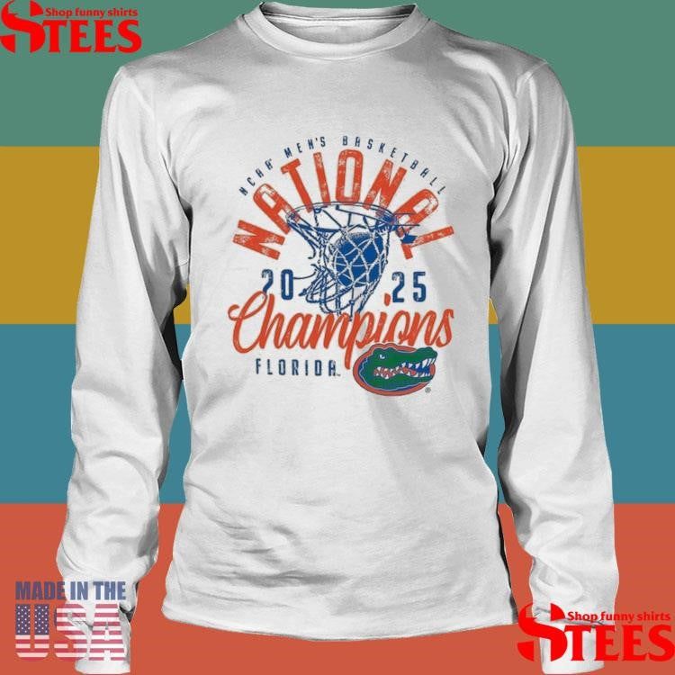 Florida Gators 2025 Ncaa Men’s Basketball National Champions Distressed Net Shirts
