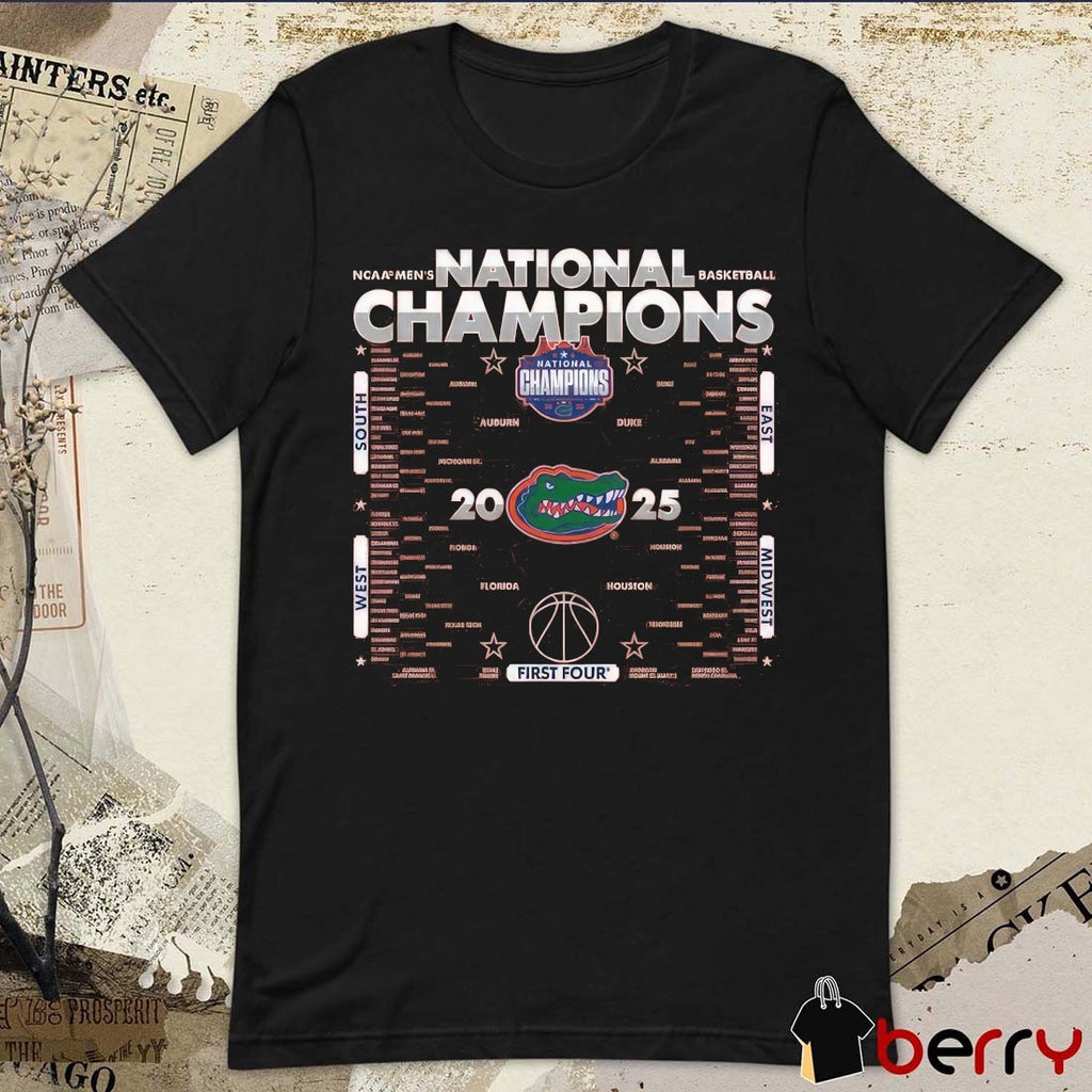 Florida Gators NCAA Men’s Basketball National Champions Bracket First Four 2025 t-shirt