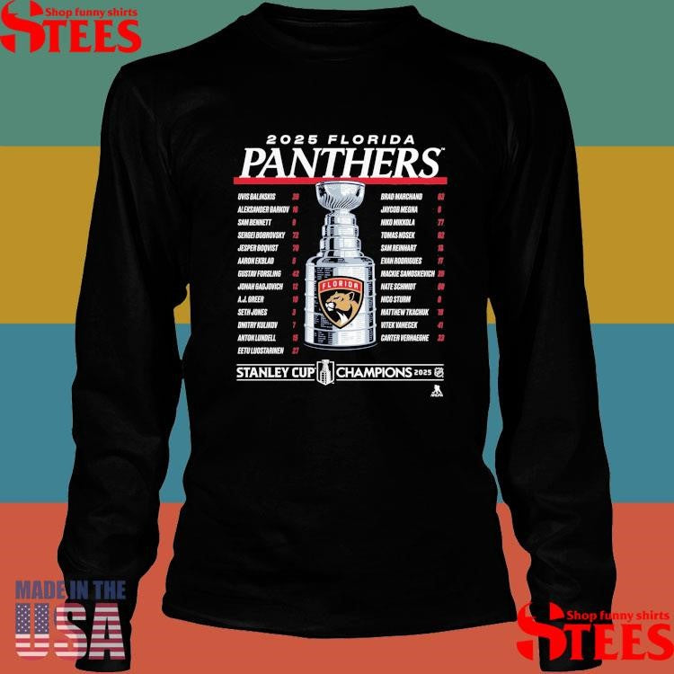 Florida Panthers 2025 Stanley Cup Champions Give & Go Roster T-shirt