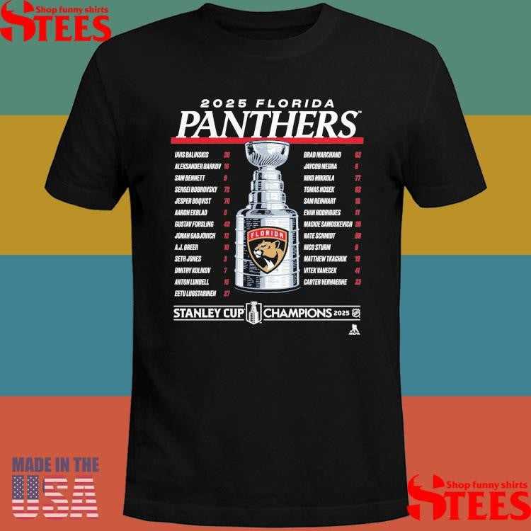 Florida Panthers 2025 Stanley Cup Champions Give & Go Roster T-shirt