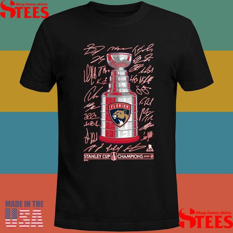 Florida Panthers Fanatics Red 2025 Stanley Cup Champions Signature T-shirt