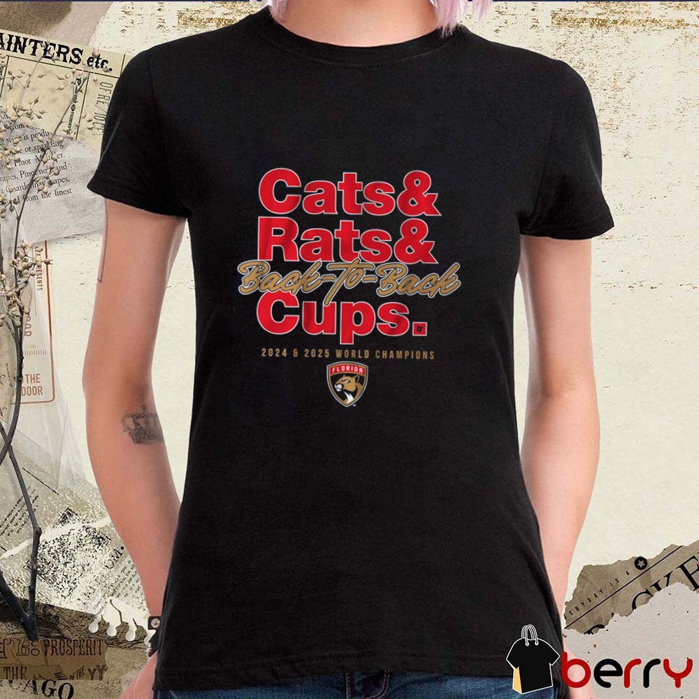 Florida Panthers Hockey 2024-2025 World Champions Back-to-Back Stanley Cup Champions Cats N Rats t-shirt