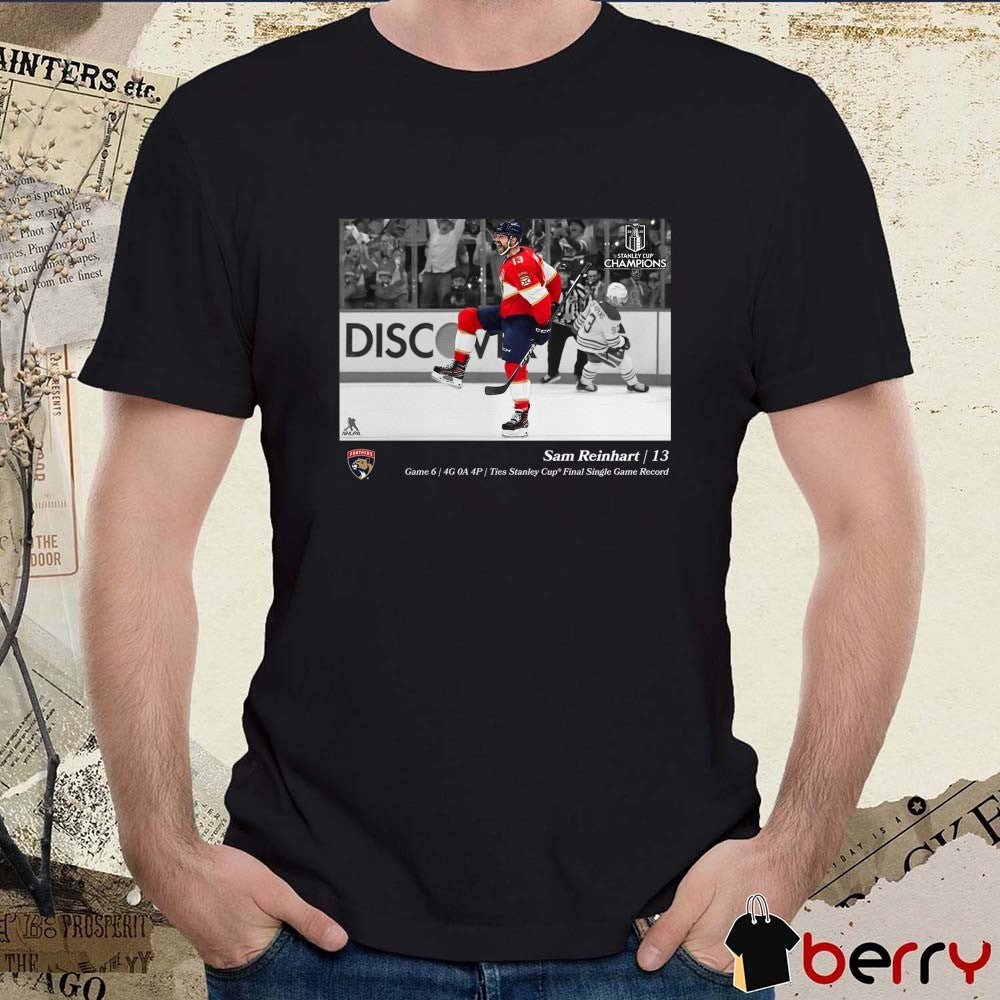Florida Panthers Hockey Sam Reinhart Game 6 2025 Ties Stanley Cup Champions Final Single Game Record Moment t-shirt