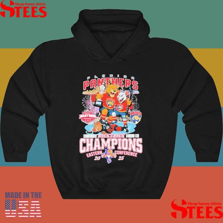 Florida Panthers Stomp Carolina Hurricanes Nhl Eastern Conference Back 3 Back Champions 2025 Mascot Shirts