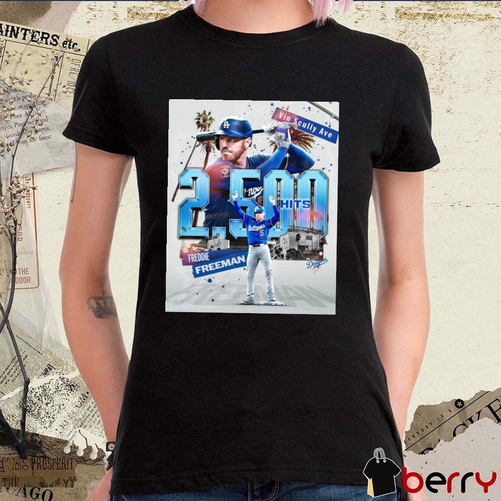 Freddie Freeman Los Angeles Dodgers MLB 2,500th Hit Vin Scully Ave Poster Poster t-shirt