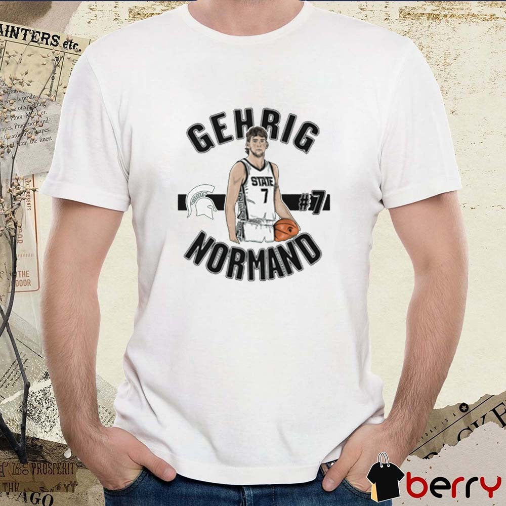 Gehrig Normand #7 Illustrated Forest Michigan State Spartans basketball NCAA Graphic t-shirt