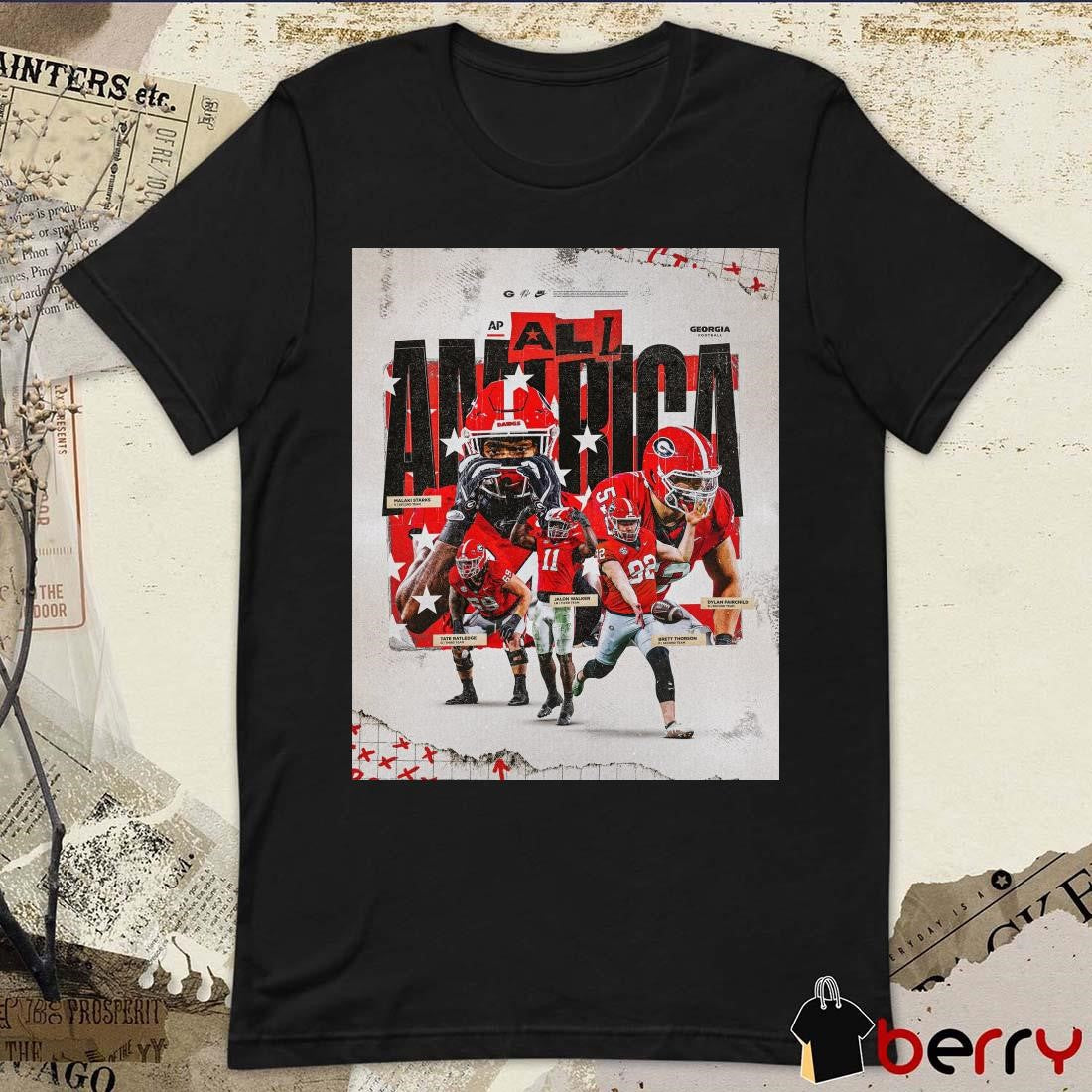 Georgia Bulldogs Five Dawgs Starks Ratledge Walker Thorson Fairchild AP All-America Team Poster t-shirt