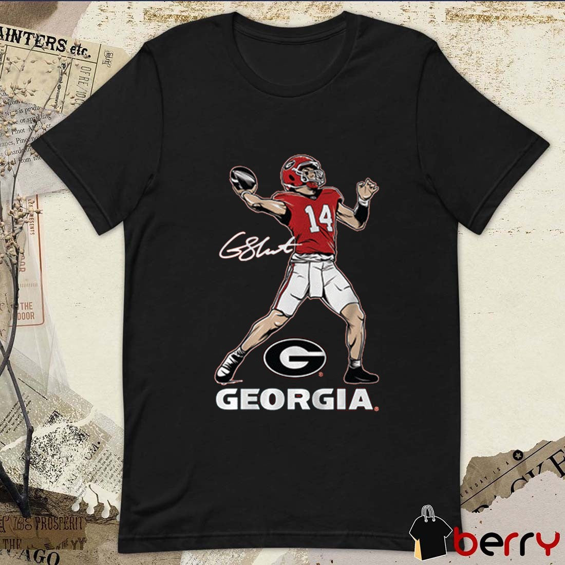 Georgia Bulldogs Football NCAA Gunner Stockton Superstar Pose Signature t-shirt