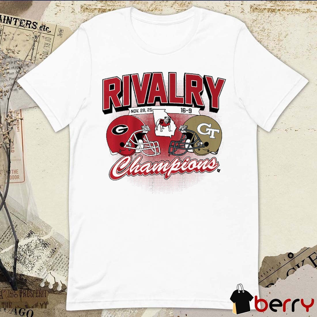 Georgia Bulldogs Vs Georgia Tech Yellow Jackets Football Rivalry Champions Winner 16 – 9 November 28 2025 t-shirt