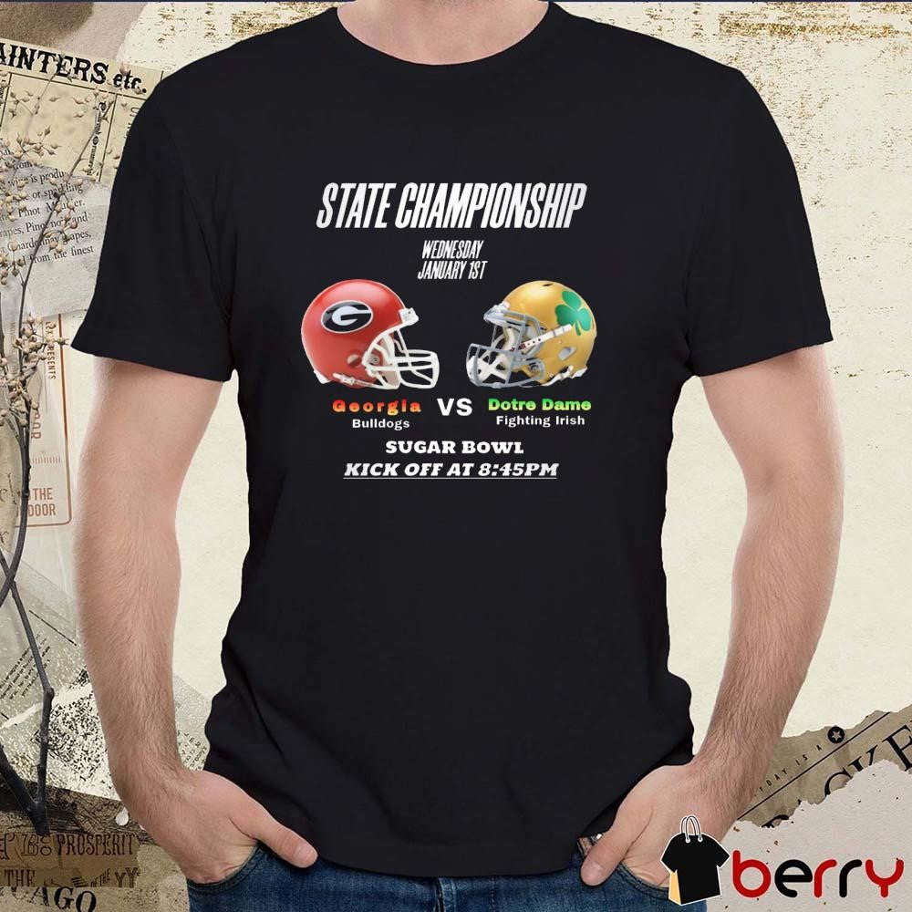 Georgia Bulldogs Vs Notre Dame Fighting Irish State Championship Wednesday January 1st 2025 Sugar Bowl Helmet t-shirt