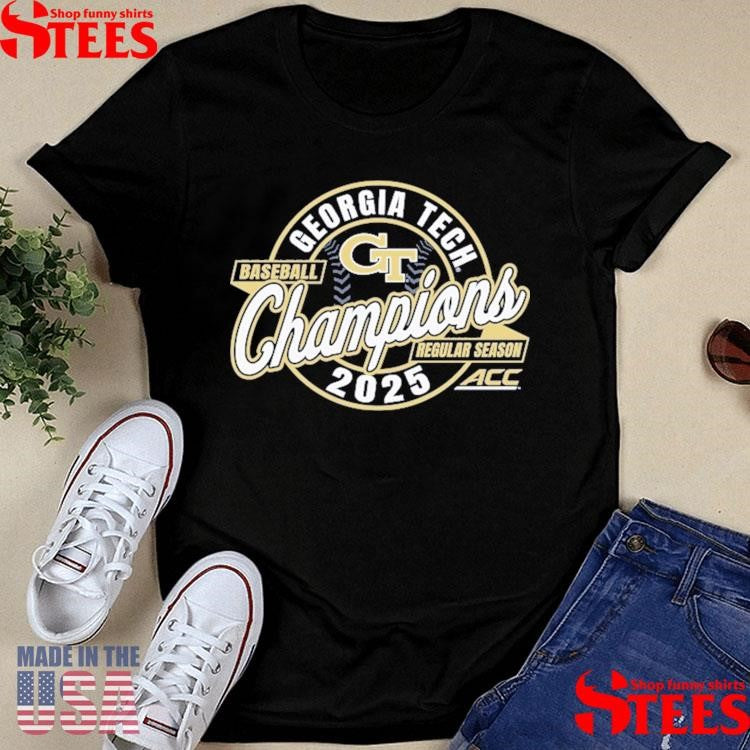 Georgia Tech Yellow Jackets Blue 84 Unisex 2025 ACC Baseball Regular Season Champions Shirts
