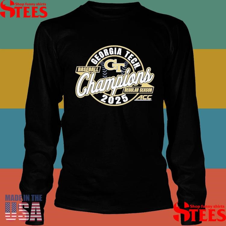 Georgia Tech Yellow Jackets Blue 84 Unisex 2025 ACC Baseball Regular Season Champions Shirts