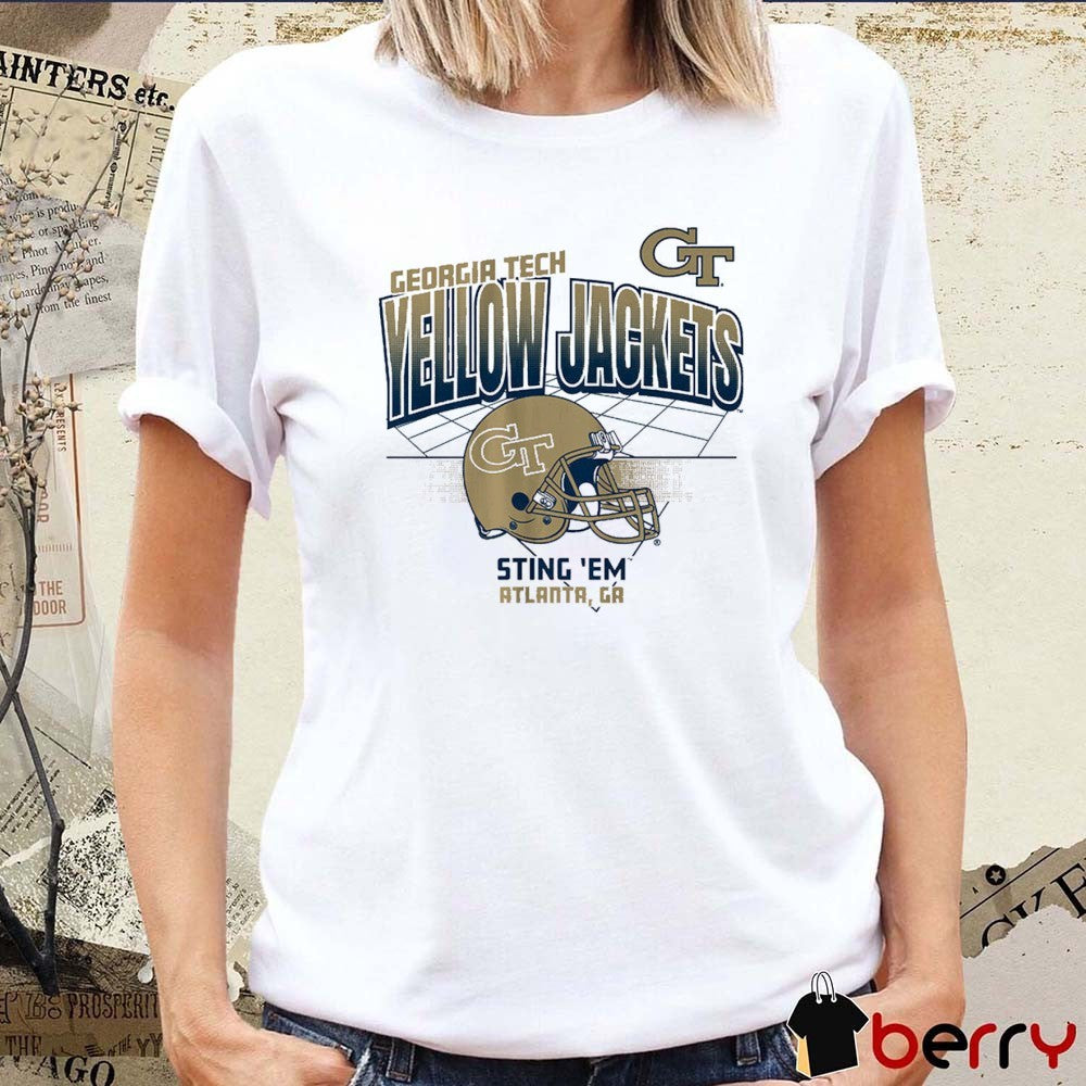 Georgia Tech Yellow Jackets Football Sting ‘Em Atlanta GA Helmet Grid t-shirt