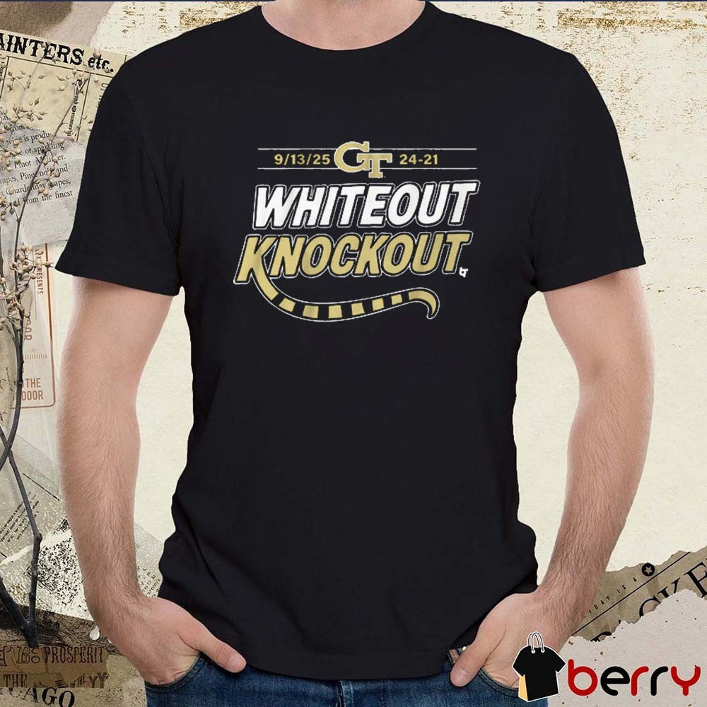 Georgia Tech Yellow Jackets Football Whiteout Knockout September 13 2025 24-21 t-shirt