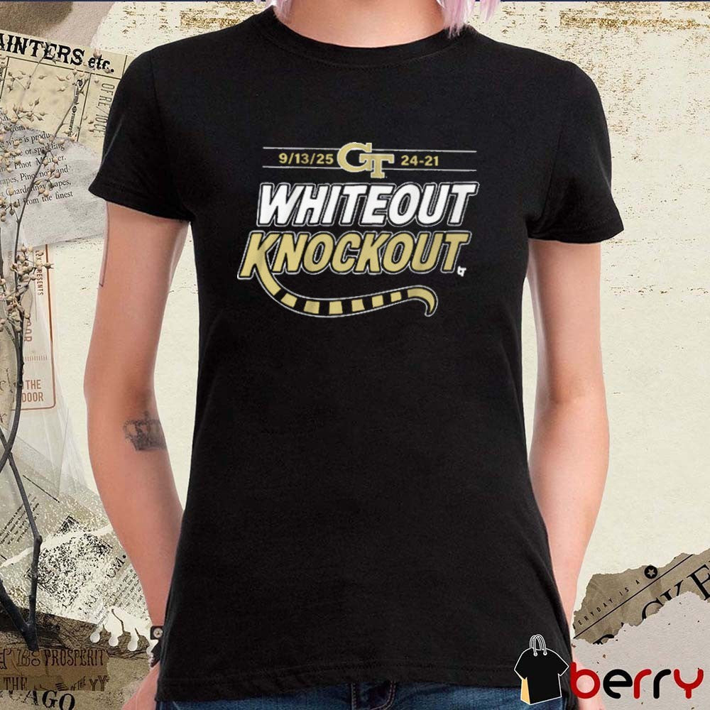 Georgia Tech Yellow Jackets Football Whiteout Knockout September 13 2025 24-21 t-shirt
