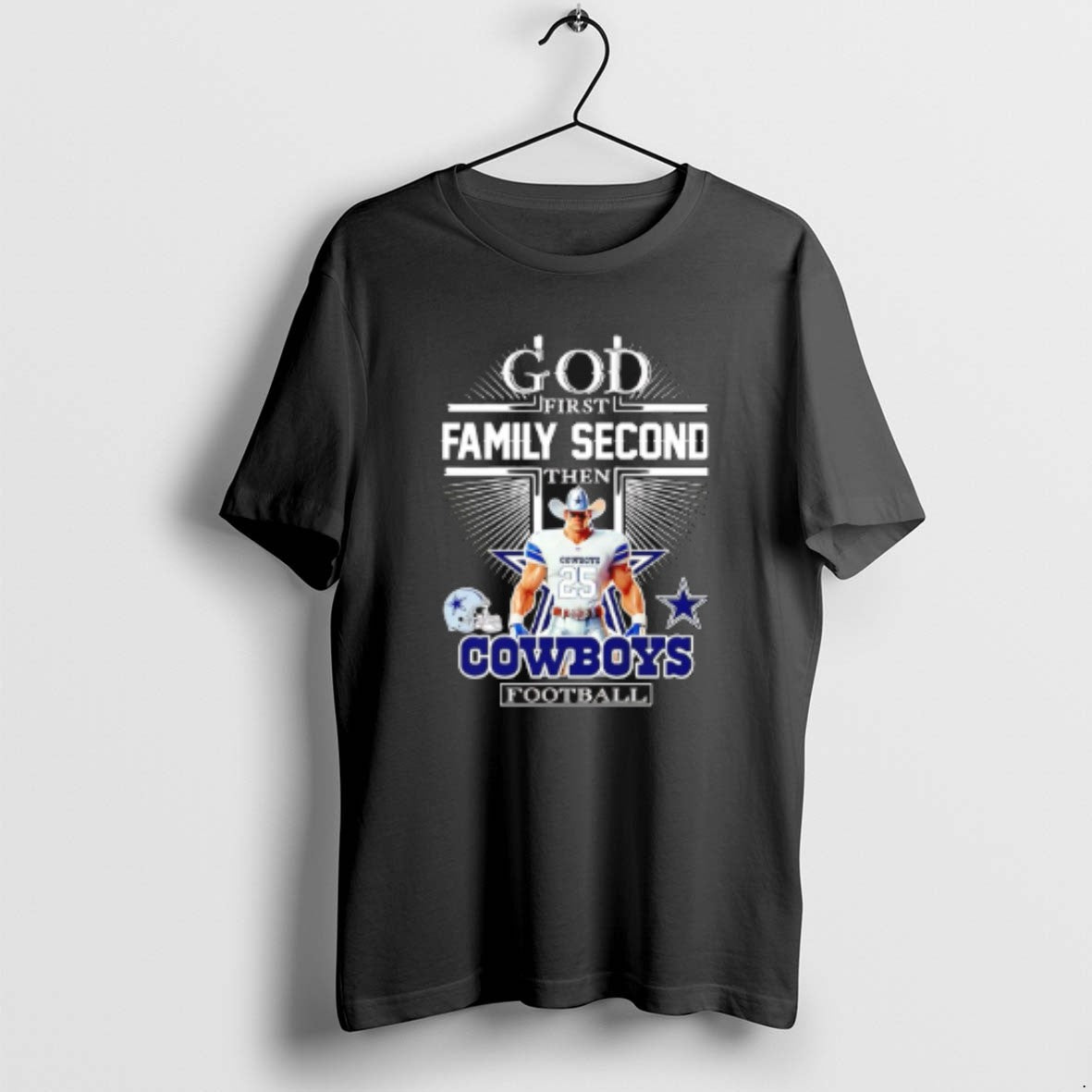 Official God First Family Second Then Dallas Cowboys Football Mascot 2025 T-Shirts, Hoodie, Sweatshirt | CiraTrend.com