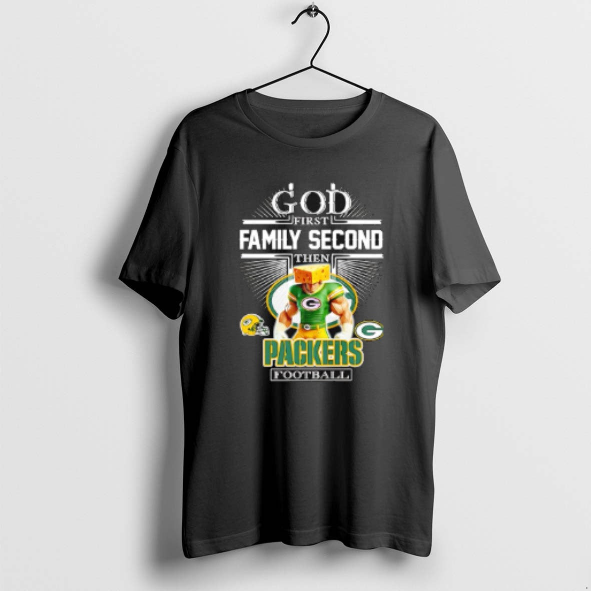 Official God First Family Second Then Green Bay Packers Football Mascot 2025 T-Shirts, Hoodie, Sweatshirt | CiraTrend.com