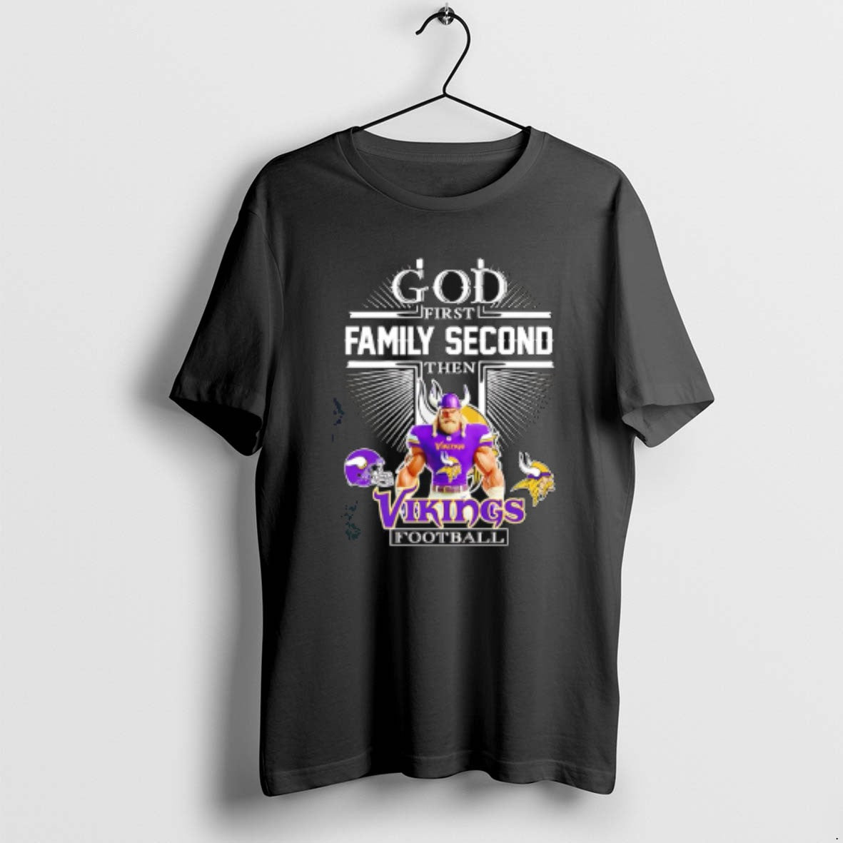 Official God First Family Second Then Minnesota Vikings Football Mascot 2025 T-Shirts, Hoodie, Sweatshirt | CiraTrend.com