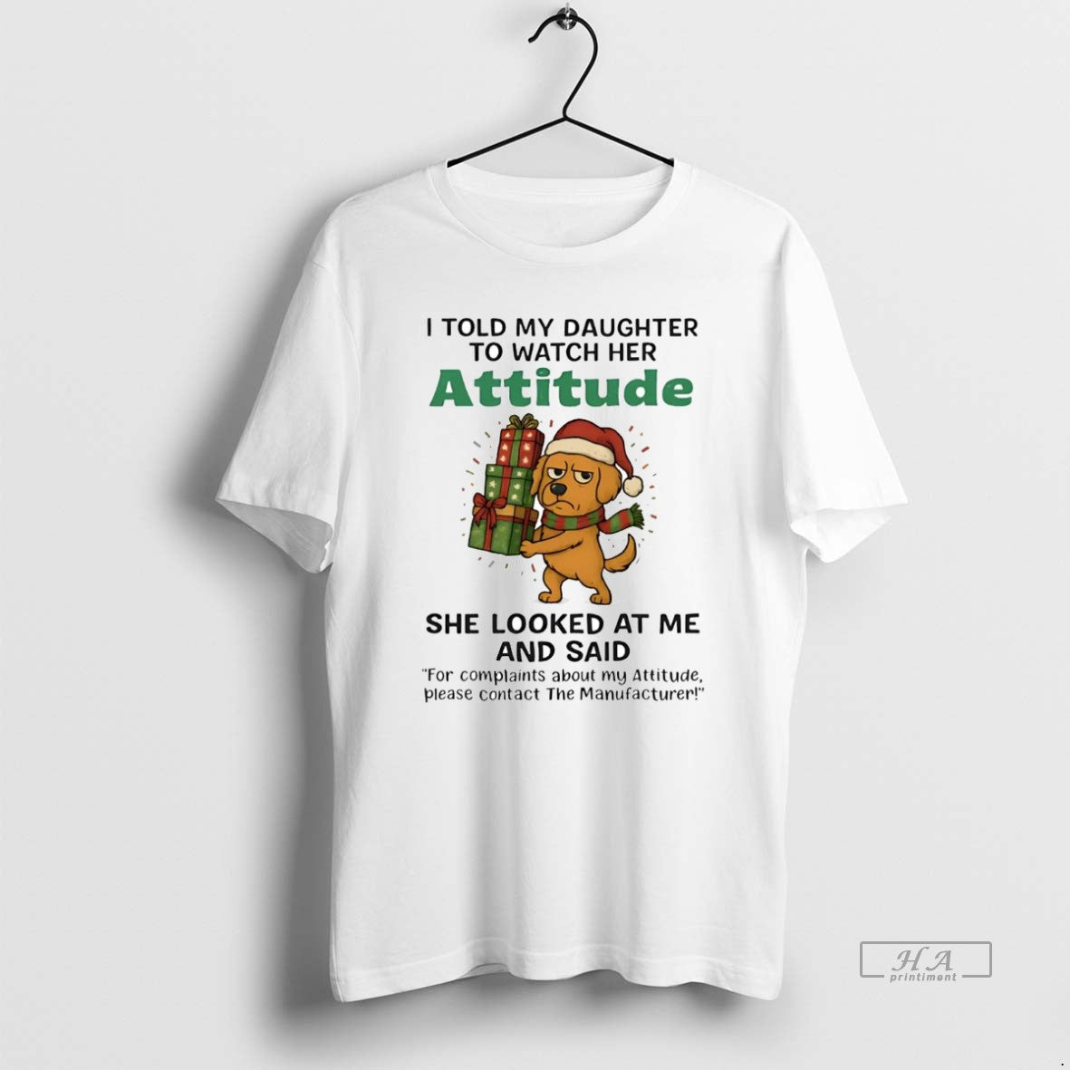 Official Golden Retriever I Told My Daughter To Watch Her Attitude Christmas T-Shirts, Hoodie, Sweatshirt | CiraTrend.com