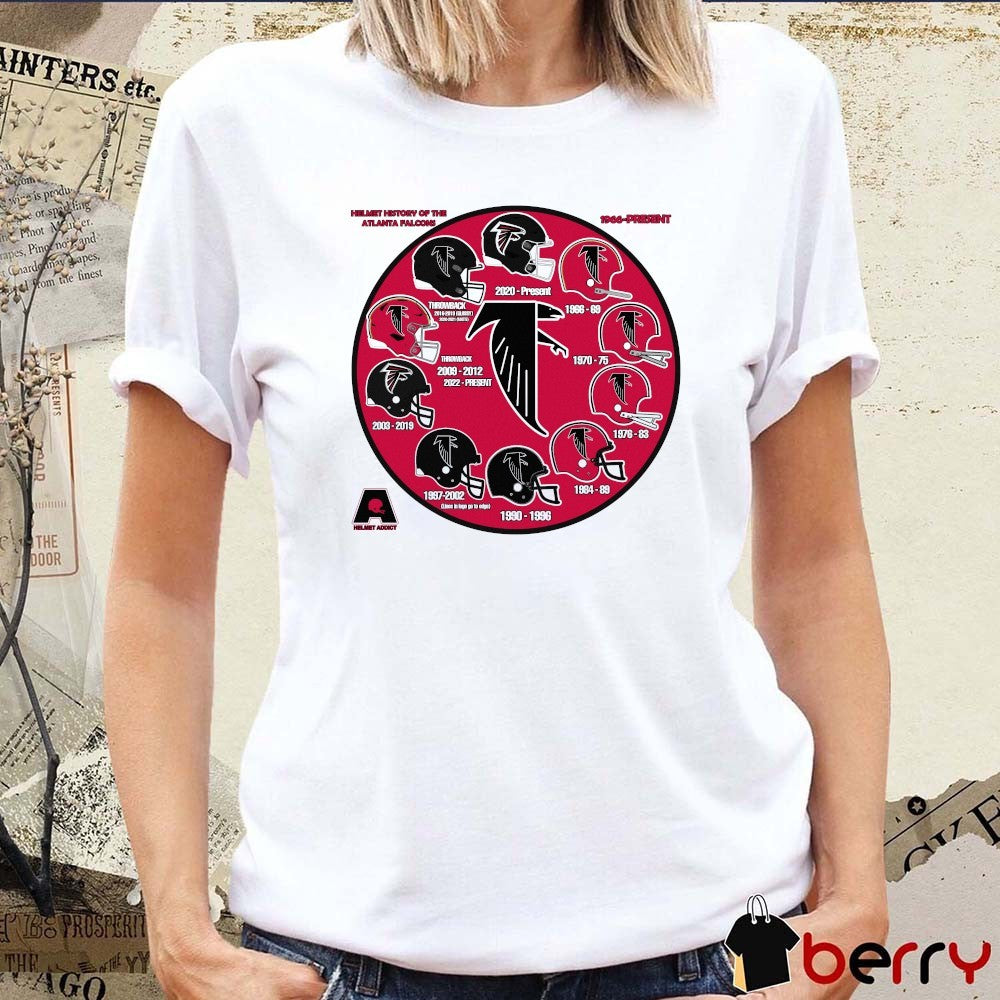 Helmet History Of The Atlanta Falcons 1966-Present t-shirt