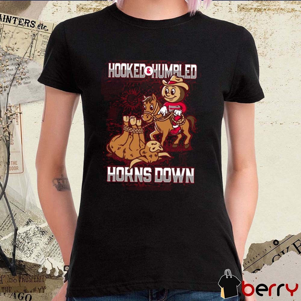 Hooked and Humbled Horns Down Ohio State Buckeyes Vs Texas Longhorns Mascots t-shirt