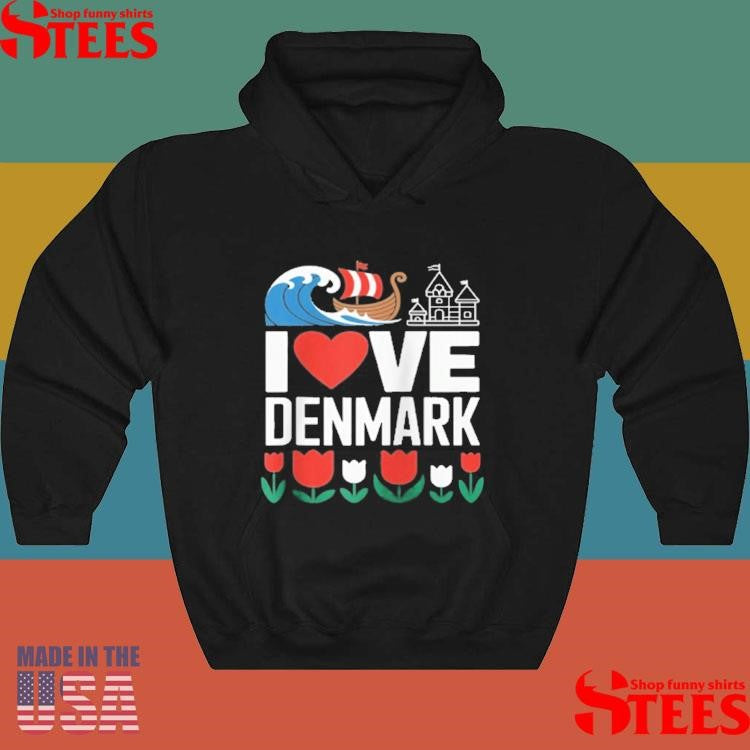 I Love Denmark Viking Ship Tulip Wave Castle T-shirts