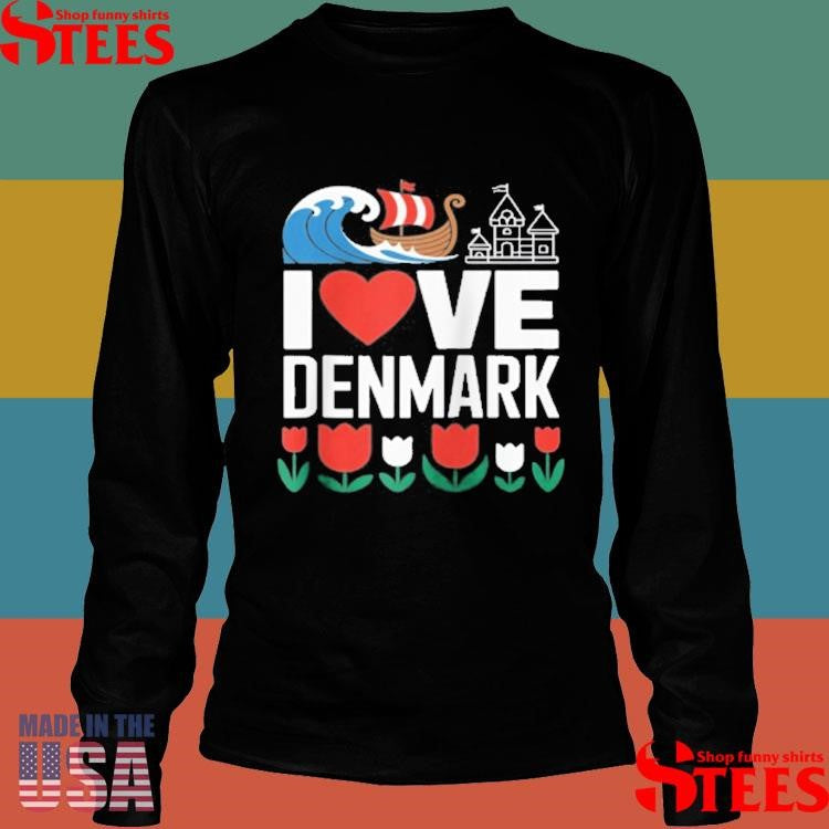 I Love Denmark Viking Ship Tulip Wave Castle T-shirts