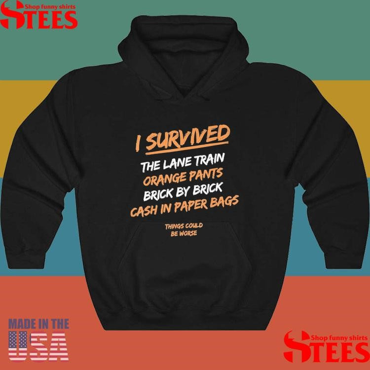I Survived The Lane Train Orange Pants Brick T-shirt