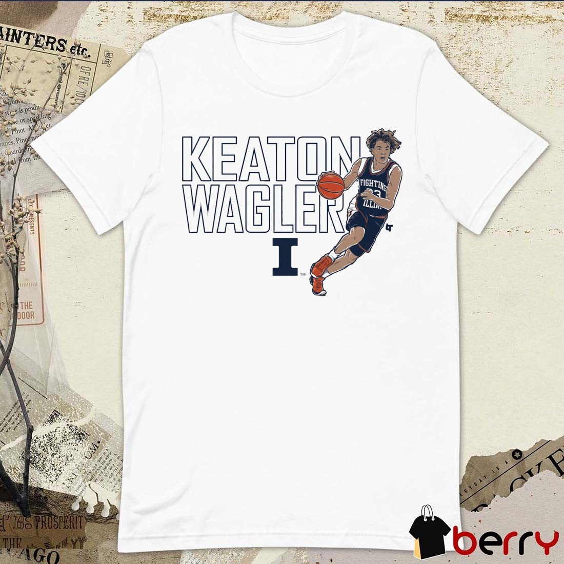 Illinois Fighting Illini Basketball Keaton Wagler Name Pose t-shirt
