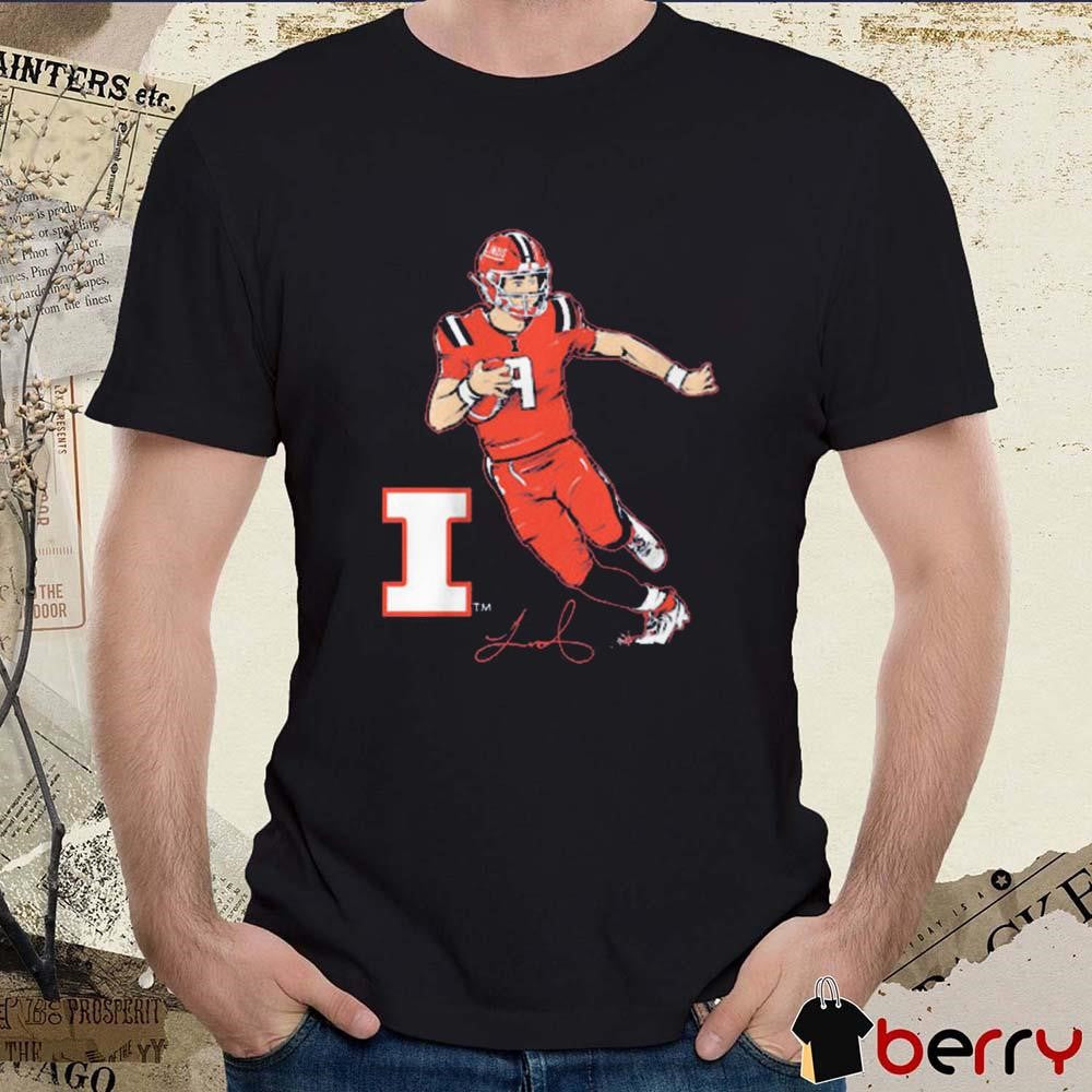 Illinois Fighting Illini Football Luke Altmyer Superstar Pose Signature t-shirt