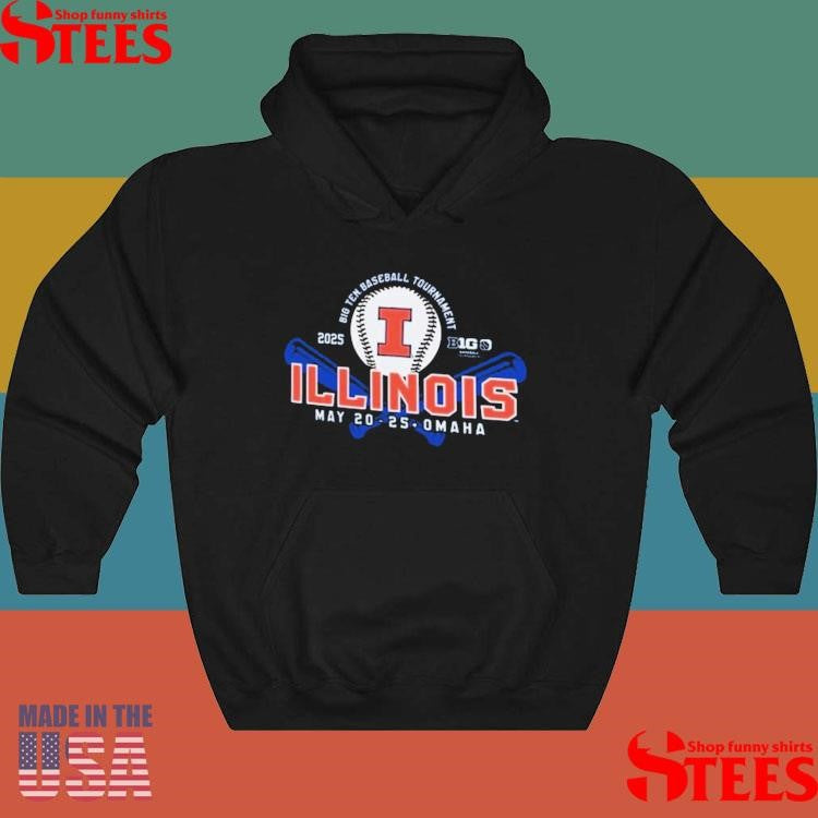 Illinois Fighting Illini Navy Blue 2025 Big Ten Baseball Shirts
