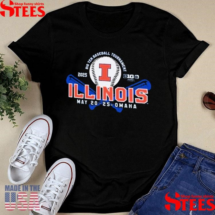 Illinois Fighting Illini Navy Blue 2025 Big Ten Baseball Shirts