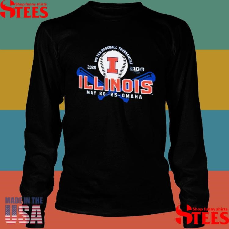 Illinois Fighting Illini Navy Blue 2025 Big Ten Baseball Shirts