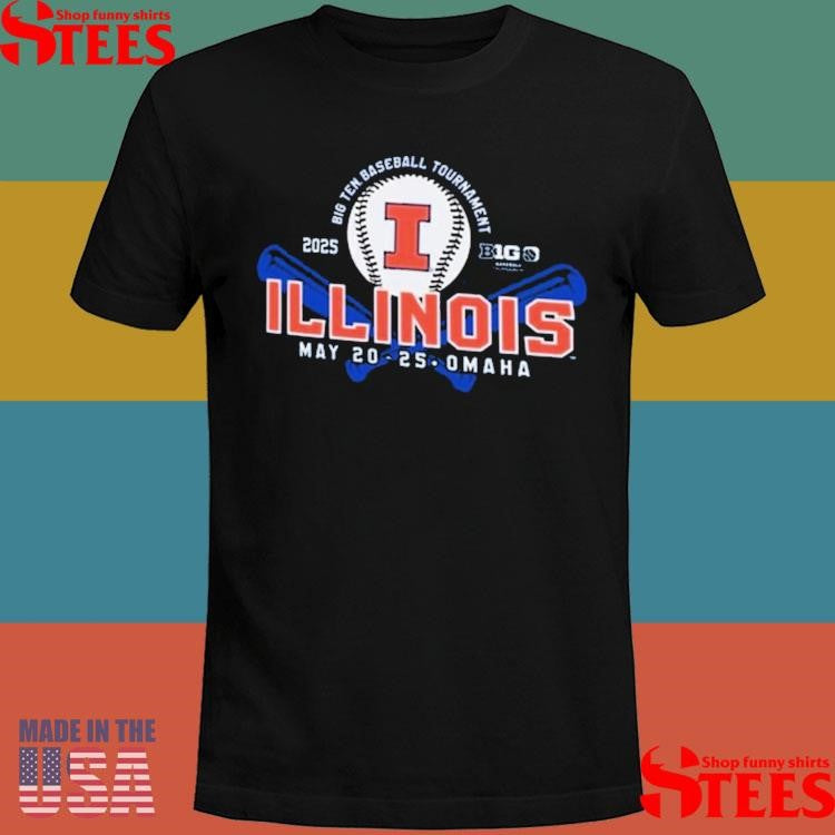 Illinois Fighting Illini Navy Blue 2025 Big Ten Baseball Shirts