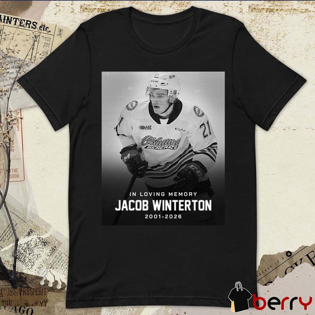 In Loving Memory Jacob Winterton 2001 – 2026 Oshawa Generals t-shirt