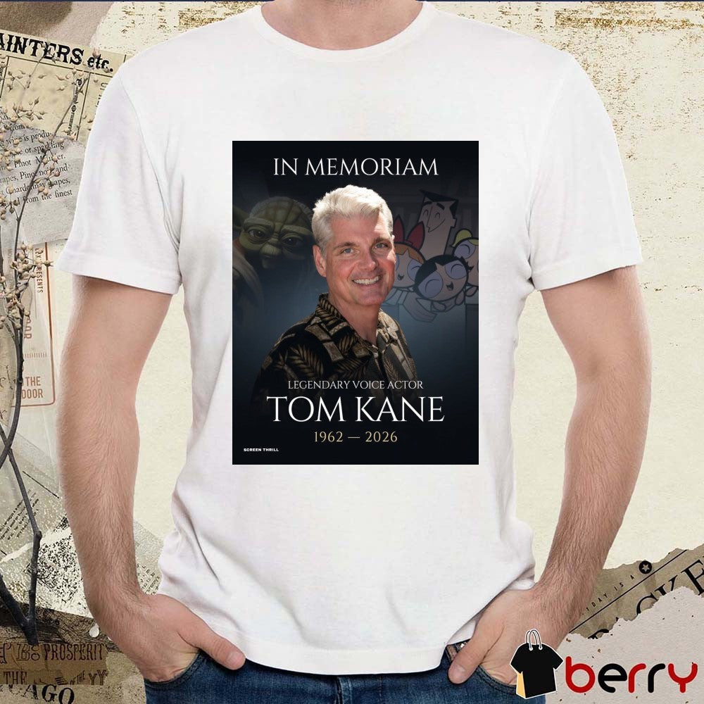 In Memoriam Legendary Voice Actor Tom Kane 1962 – 2026 Jose Navarro Screen Thrill Poster t-shirt