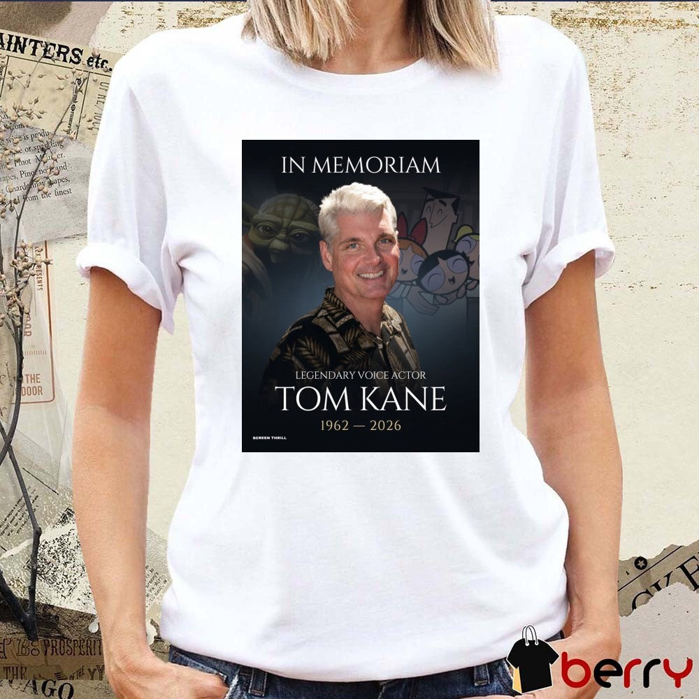 In Memoriam Legendary Voice Actor Tom Kane 1962 – 2026 Jose Navarro Screen Thrill Poster t-shirt