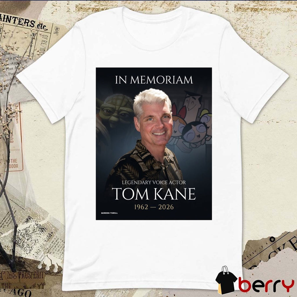 In Memoriam Legendary Voice Actor Tom Kane 1962 – 2026 Jose Navarro Screen Thrill Poster t-shirt