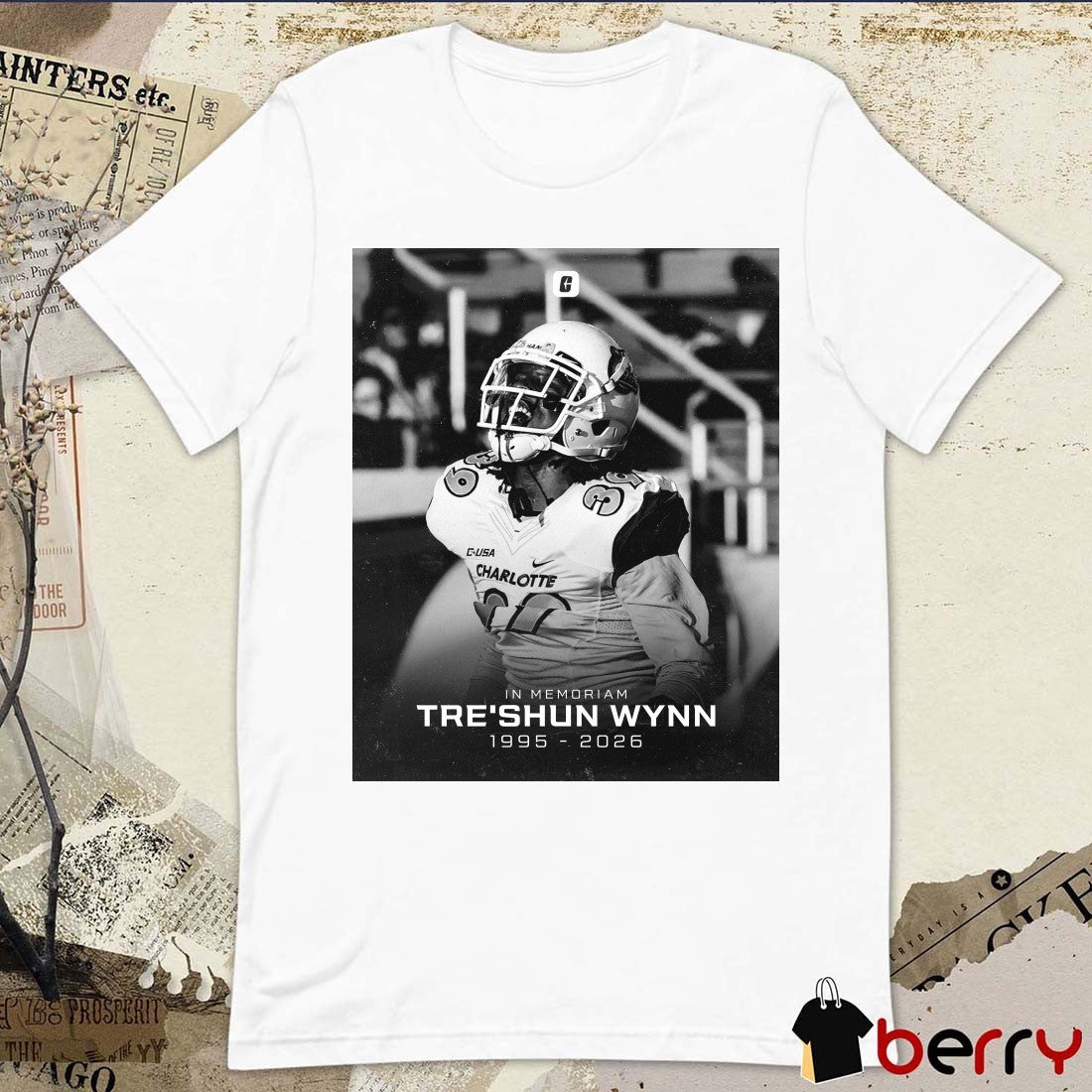 In Memoriam Tre’Shun Wynn 1995 – 2026 Charlotte Football t-shirt