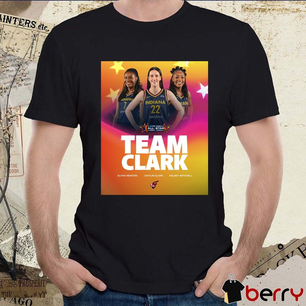 Indiana Fever Team Clark Aliyah Boston Caitlin Clark Kelsey Mitchell All-Star Indy 2025 Poster t-shirt