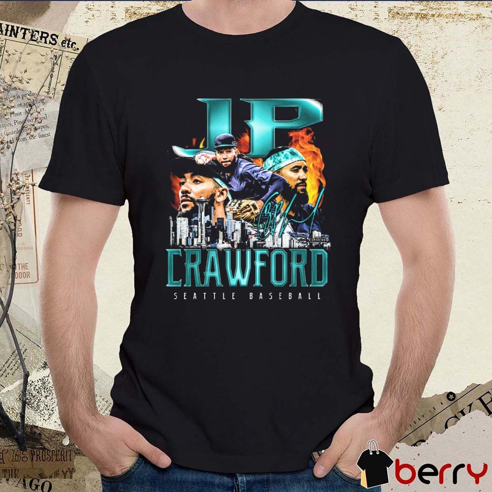 JP Crawford Retro Flair Seattle Mariners MLB Baseball Signature Graphic t-shirt