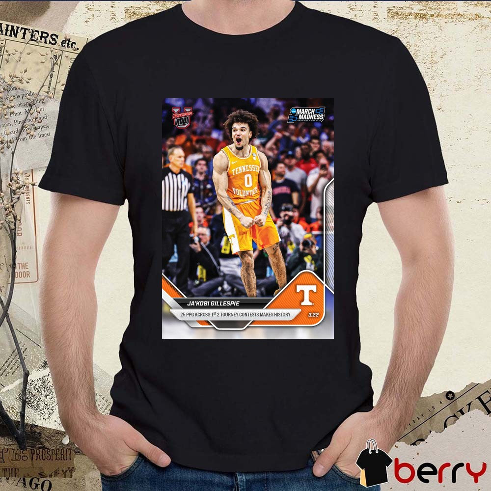 Ja’Kobi Gillespie 25 PPG Across 1st 2 Tourney Contests Makes History 2025-26 Bowman U NOW Basketball Card t-shirt