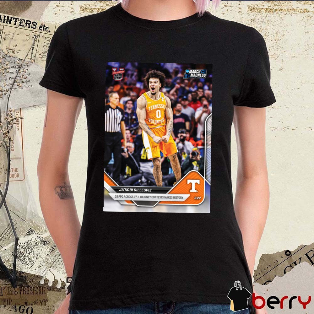 Ja’Kobi Gillespie 25 PPG Across 1st 2 Tourney Contests Makes History 2025-26 Bowman U NOW Basketball Card t-shirt