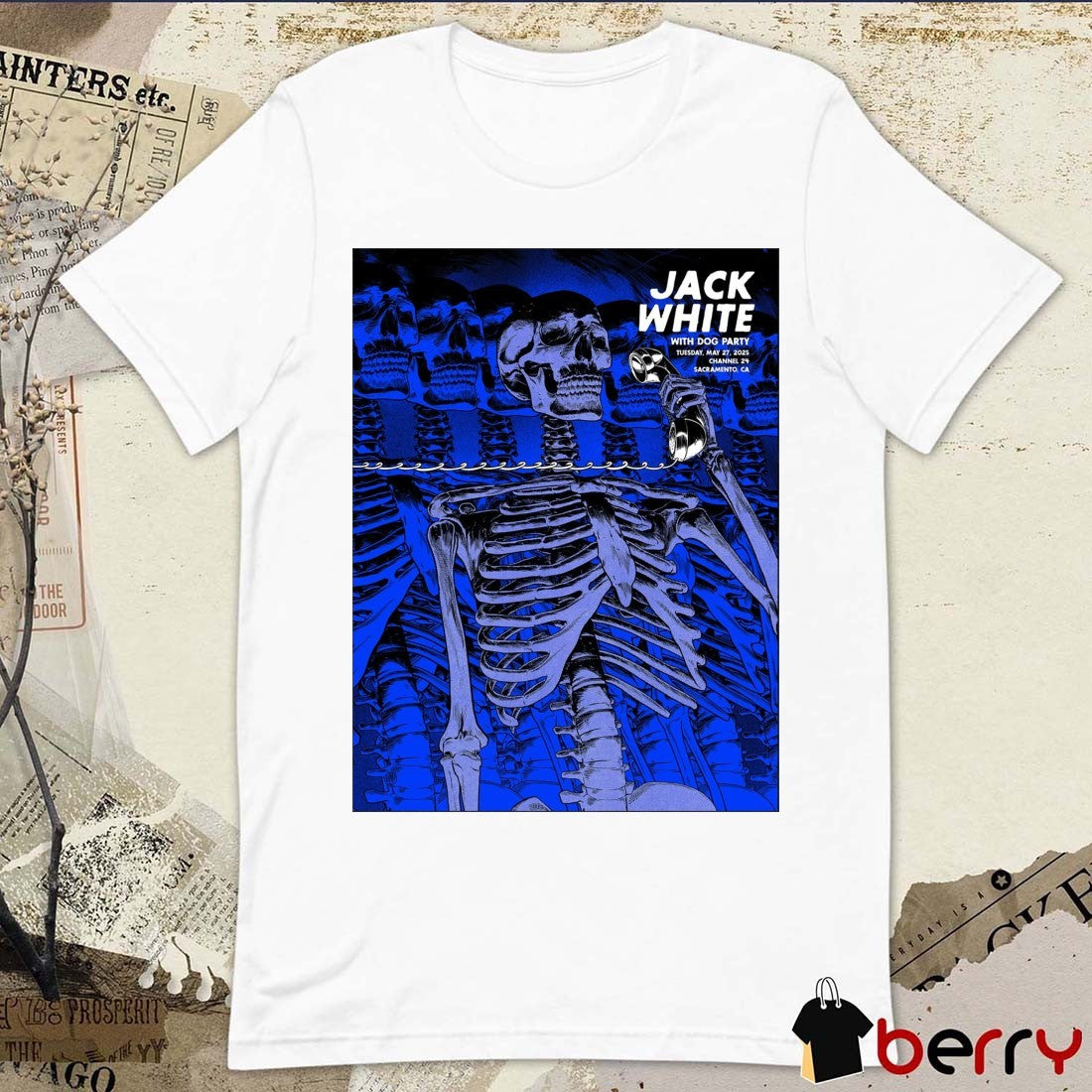 Jack White With Dog Party Tuesday May 27 2025 Channel 24 Sacramento CA Poster t-shirt